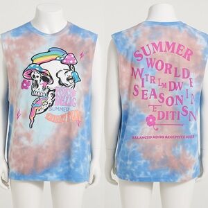 Oversized Worldwide Skull Tie Die Tank